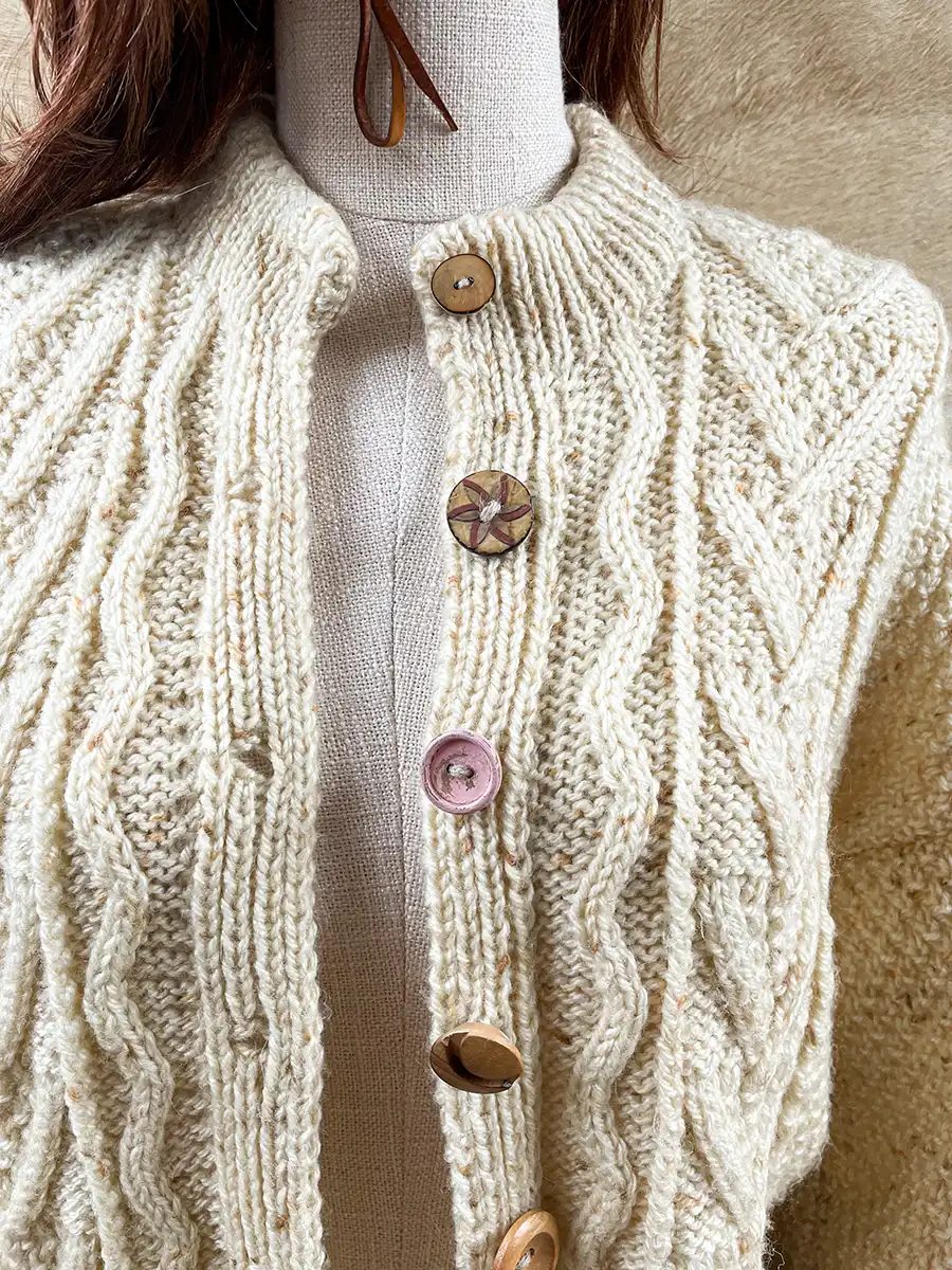 Vintage Aran hand knitted oatmeal cardigan – EL HOBO