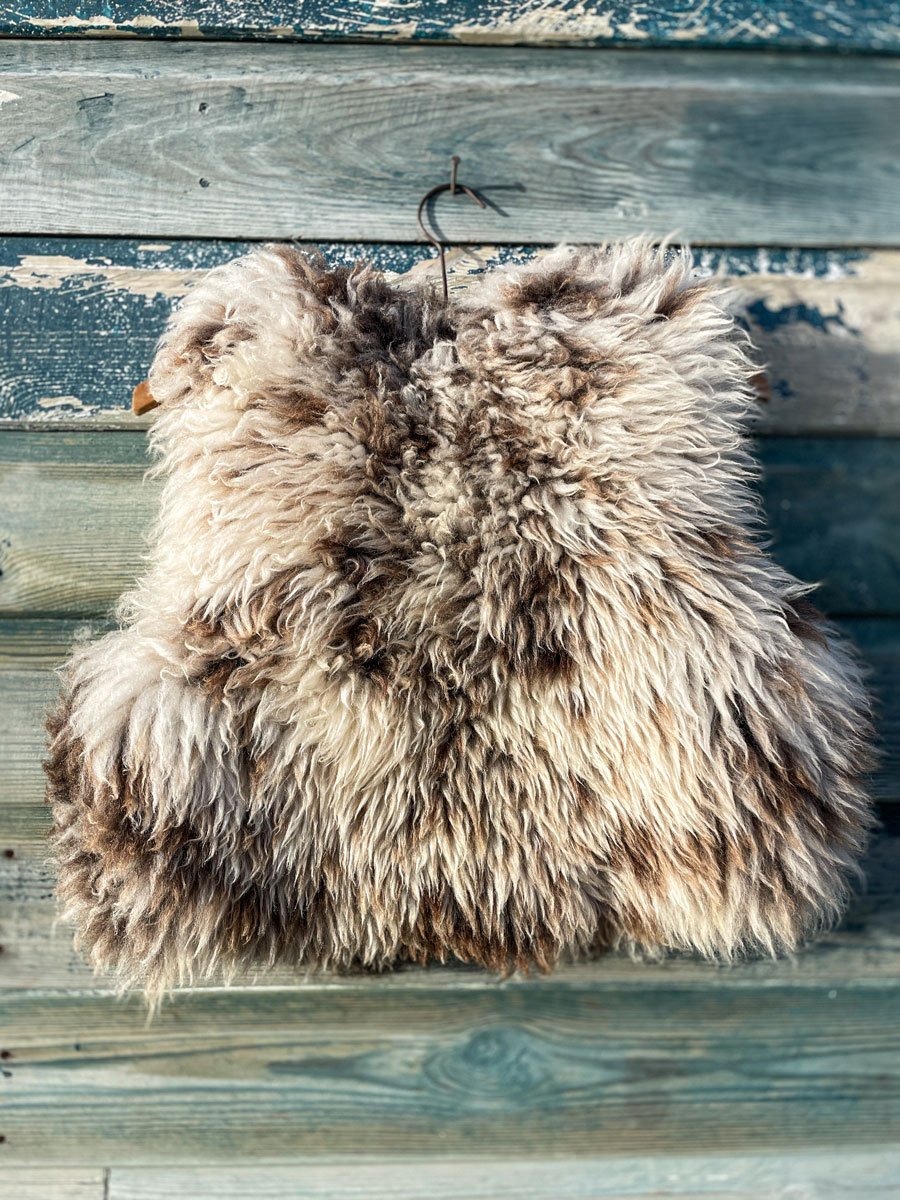 EASY RIDER handmade salvaged sheepskin waistcoat natural light mottled - Image 3