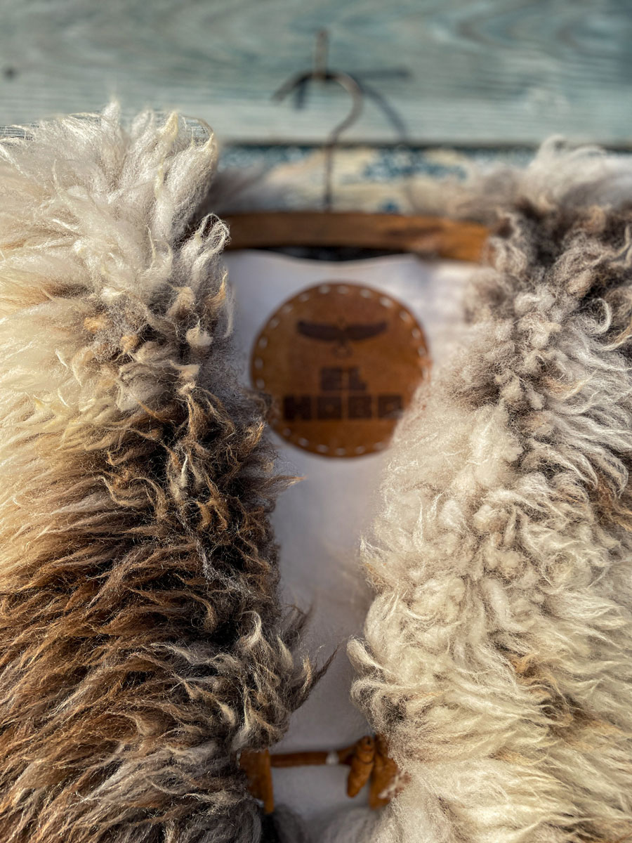 EASY RIDER handmade salvaged sheepskin waistcoat natural light mottled - Image 4