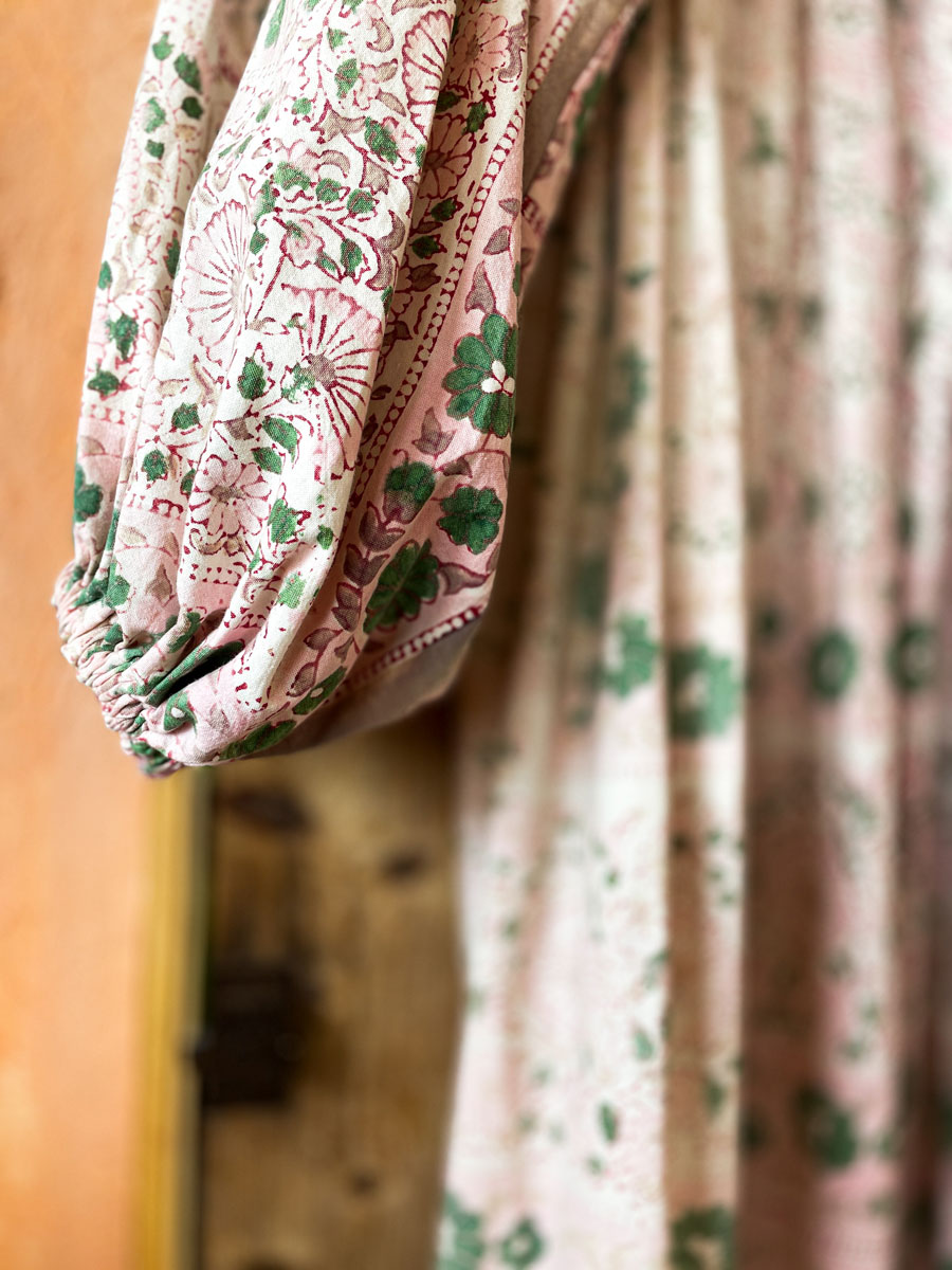 Handmade DAKOTA dress vintage block print & velvet - Image 10