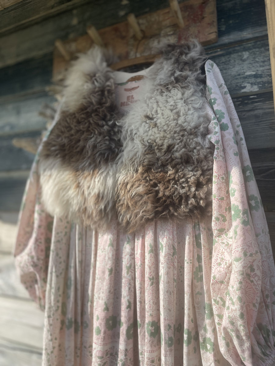 Handmade DAKOTA dress vintage block print & velvet - Image 12