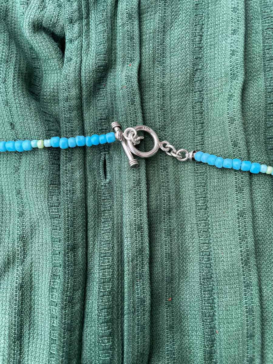 Handmade vintage bone bead, shell and turquoise necklace - Image 7