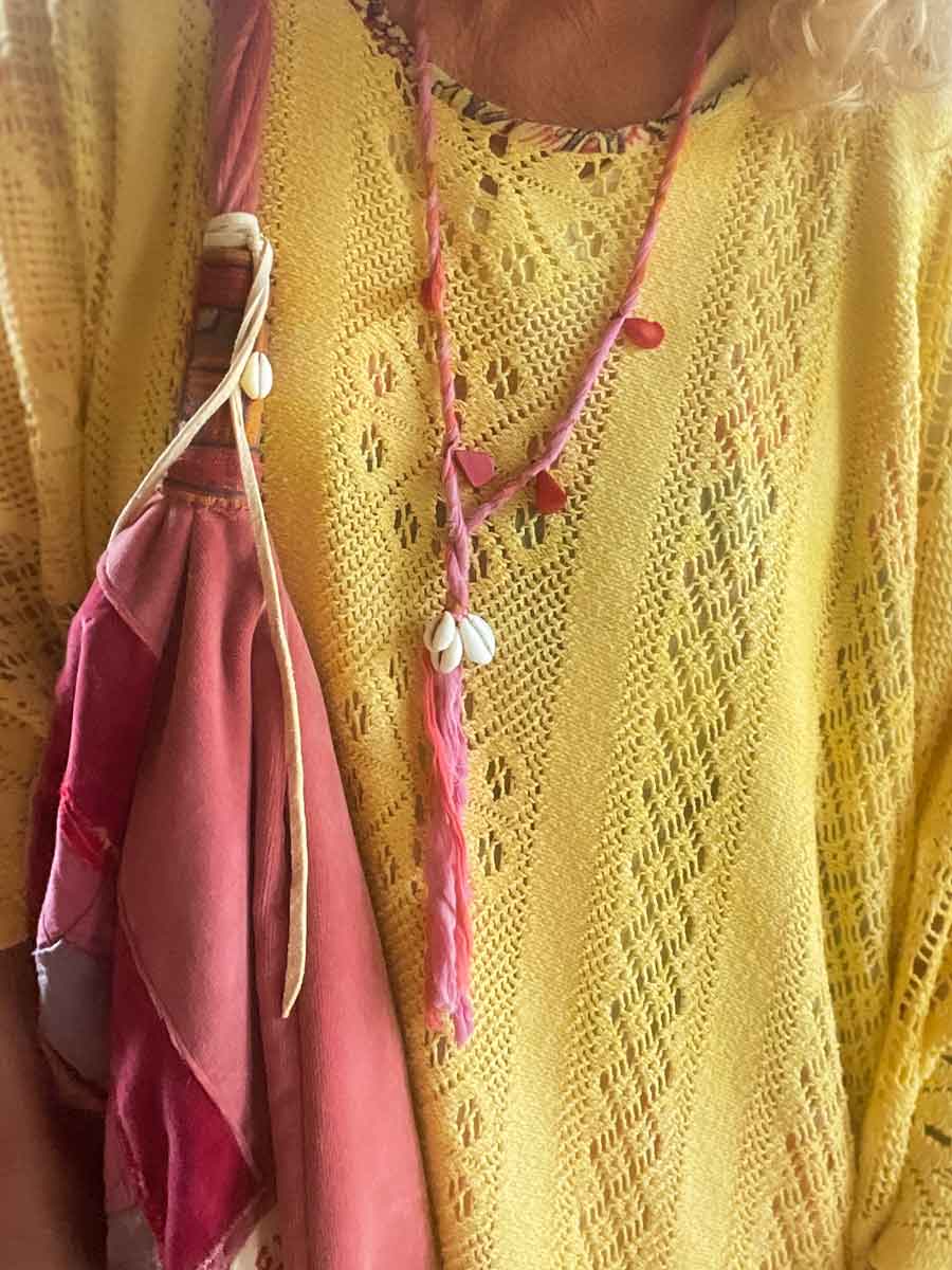 Handmade hobo necklace pink