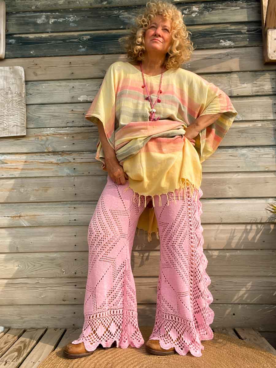 Handmade hobo pant from vintage crochet