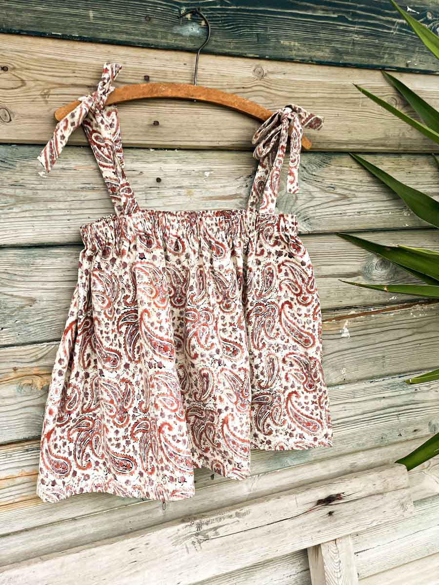 Handmade camisole top from vintage Indian block print cotton - Image 5