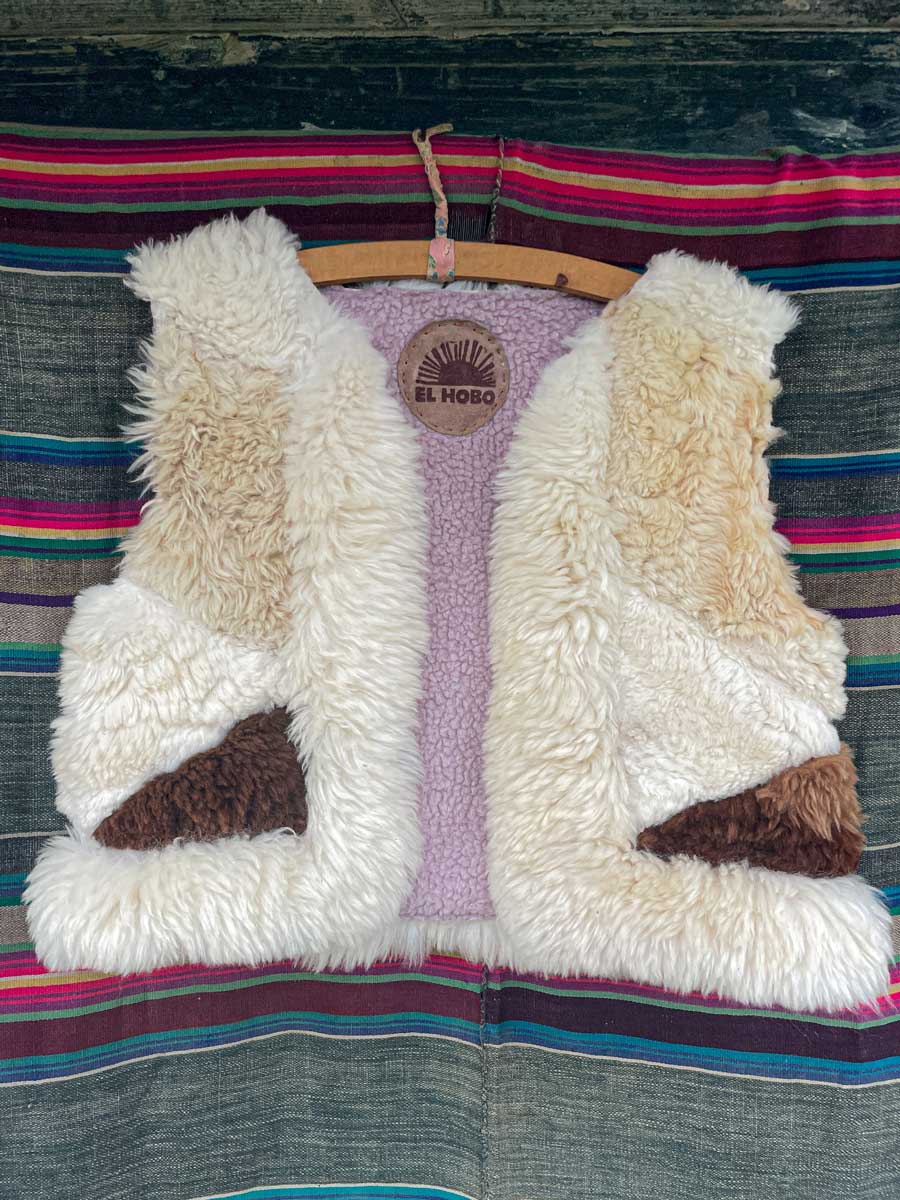 JEFFERSON handmade salvaged patchwork sheepskin waistcoat - Image 5