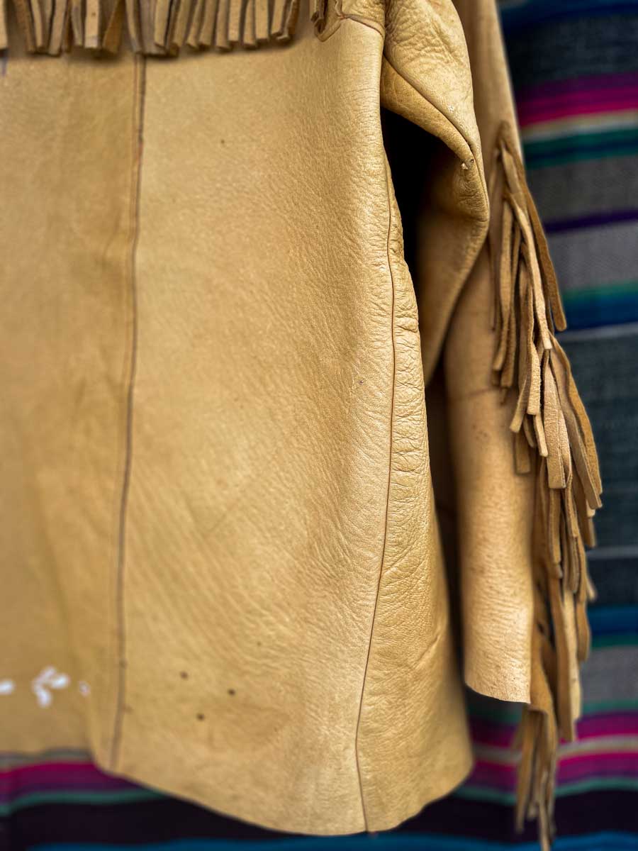 Vintage 70’s buckskin handmade shirt with hand painted flowers - Image 5
