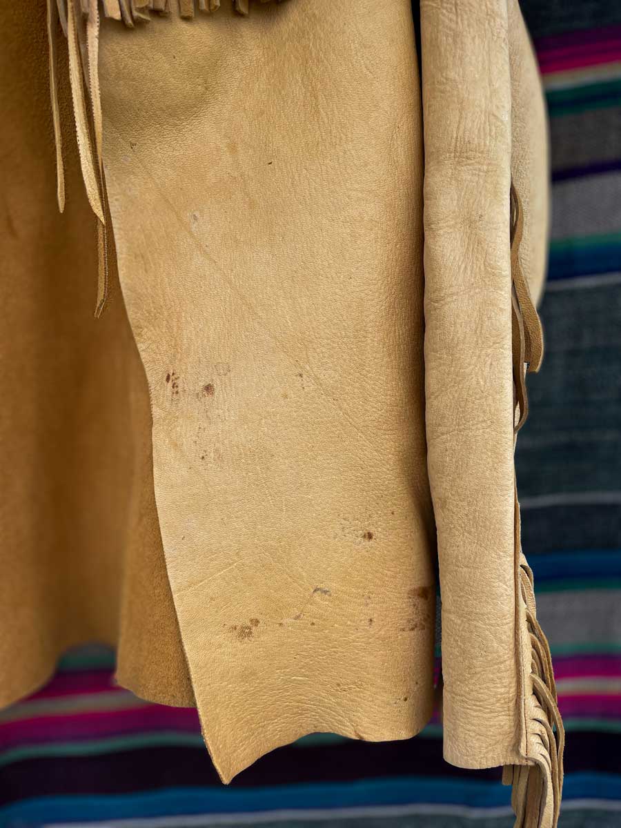 Vintage 70’s buckskin handmade shirt with hand painted flowers - Image 10
