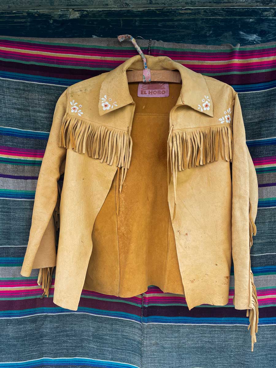 Vintage 70’s buckskin handmade shirt with hand painted flowers - Image 11
