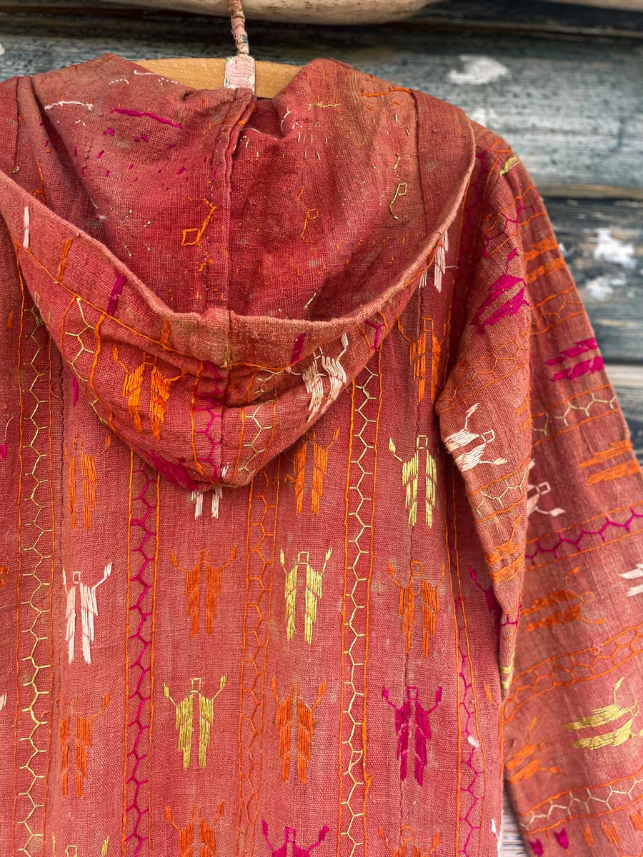 Vintage 70’s handmade Indian tunic dress with hood - Image 13