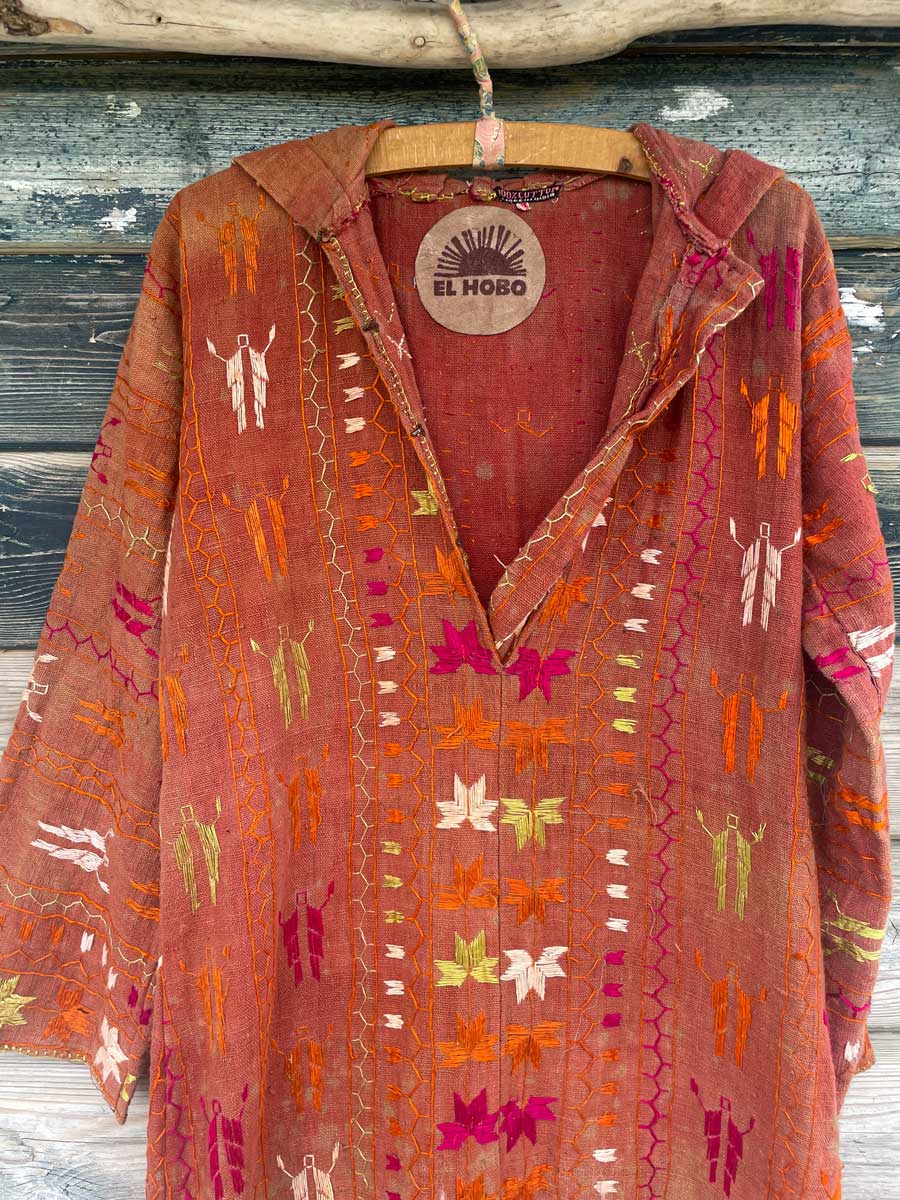 Vintage 70’s handmade Indian tunic dress with hood - Image 9