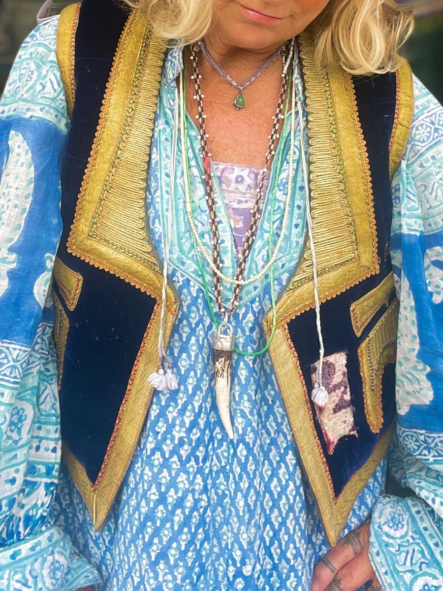 Vintage velvet Ottoman vest Blue - Image 5