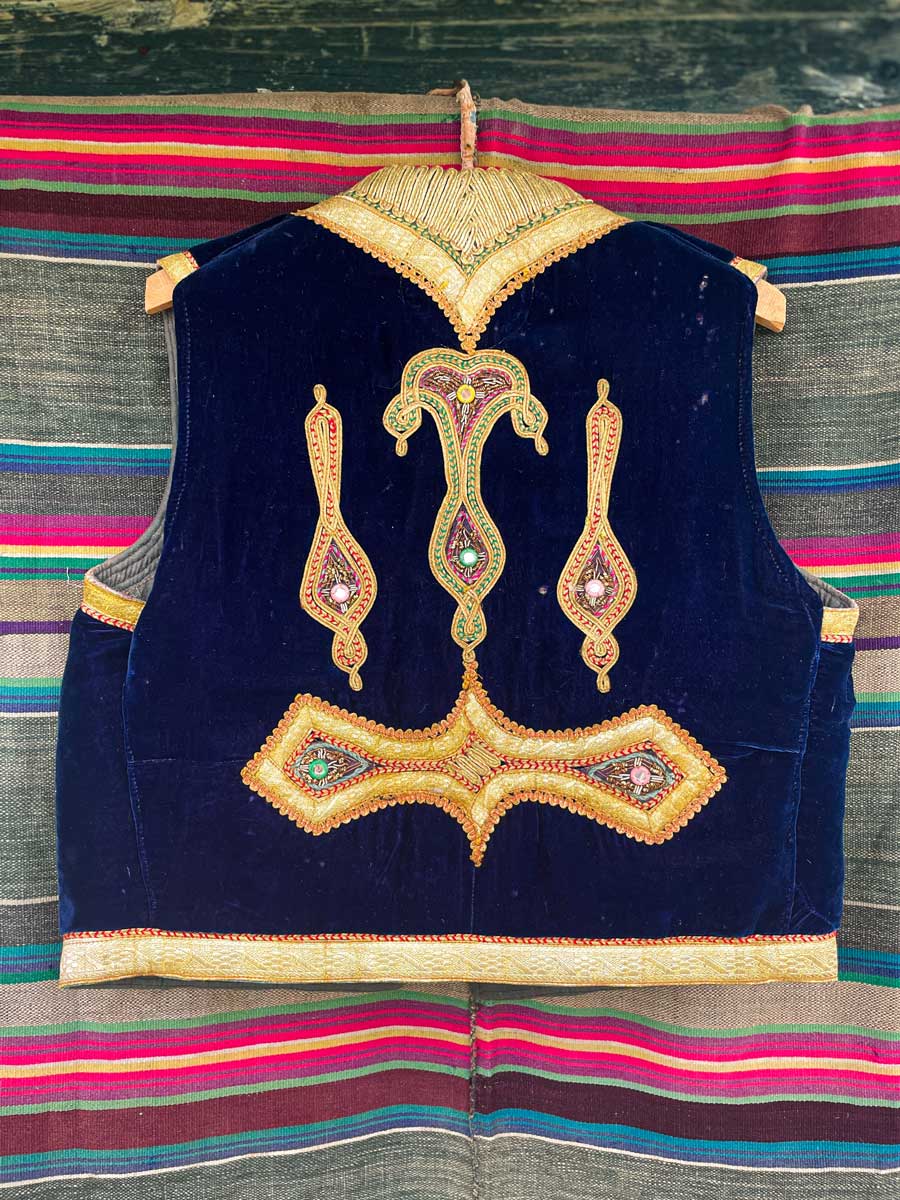 Vintage velvet Ottoman vest Blue - Image 7