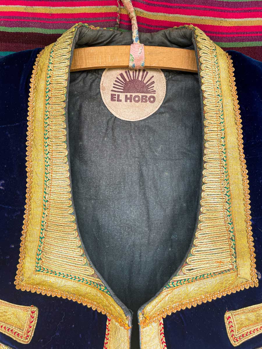 Vintage velvet Ottoman vest Blue - Image 8
