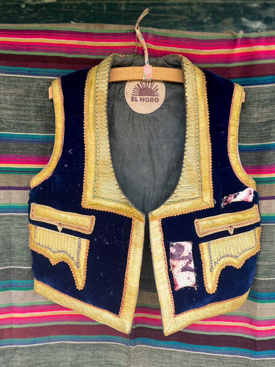 Vintage velvet Ottoman vest Blue - Image 9
