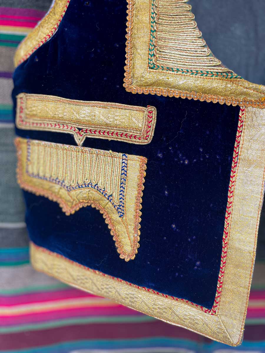 Vintage velvet Ottoman vest Blue - Image 11