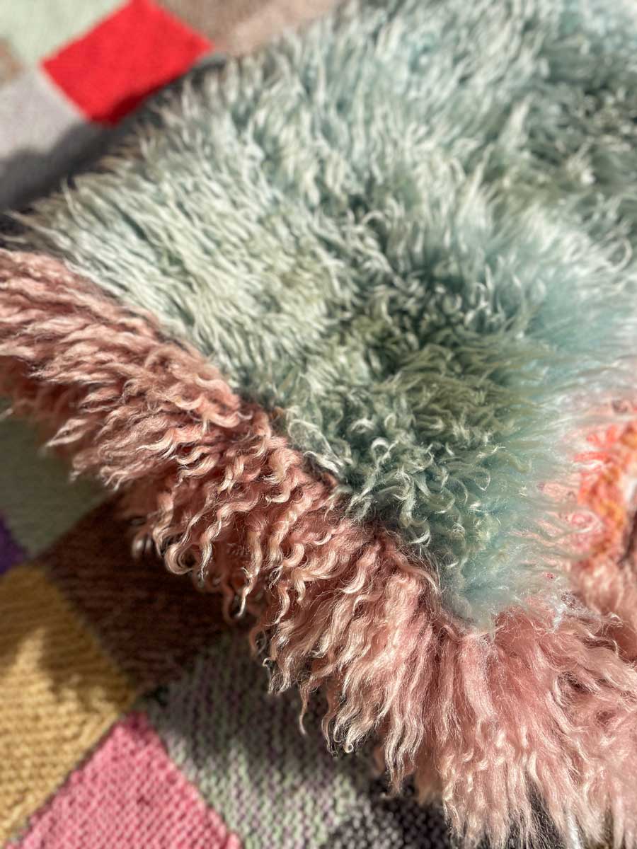 Handmade HOBO HOOD hand dyed sheepskin - Image 11