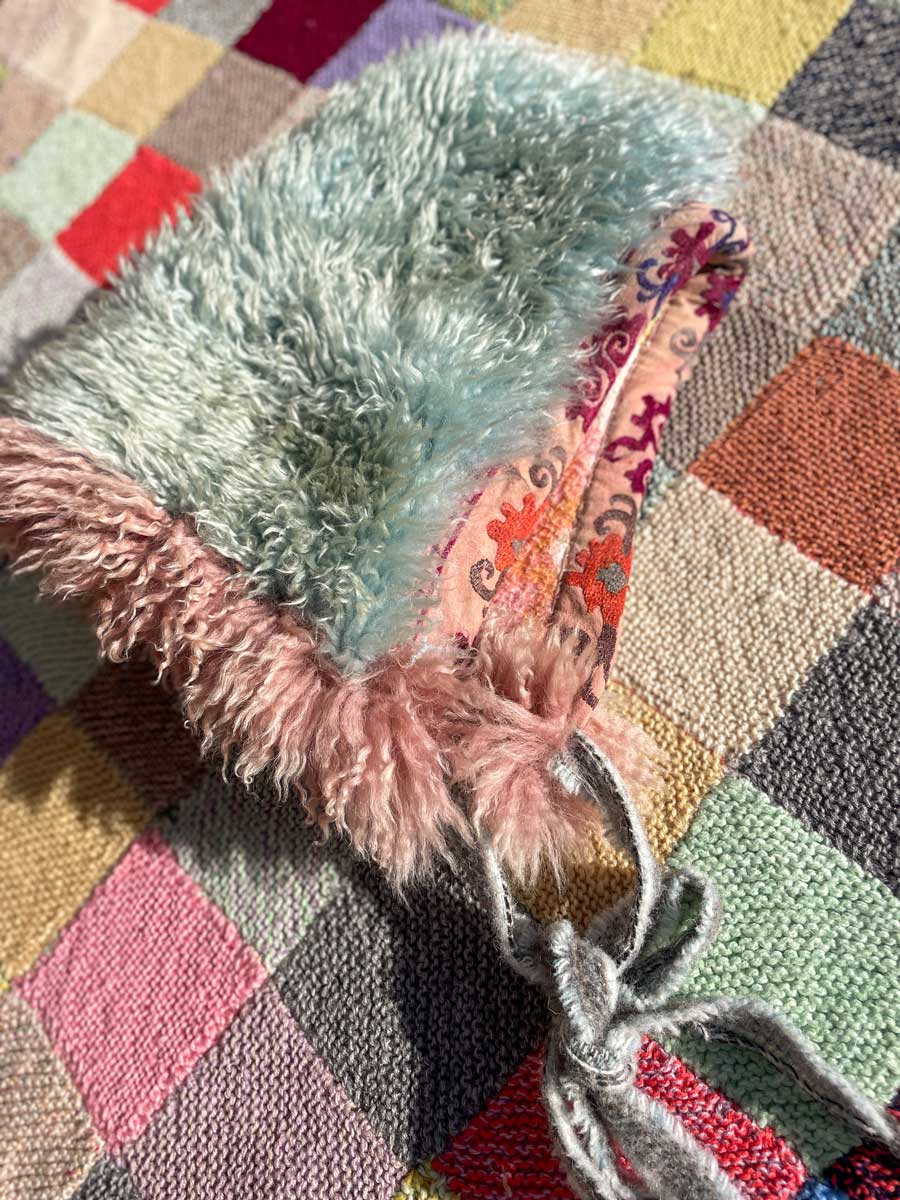 Handmade HOBO HOOD hand dyed sheepskin - Image 10