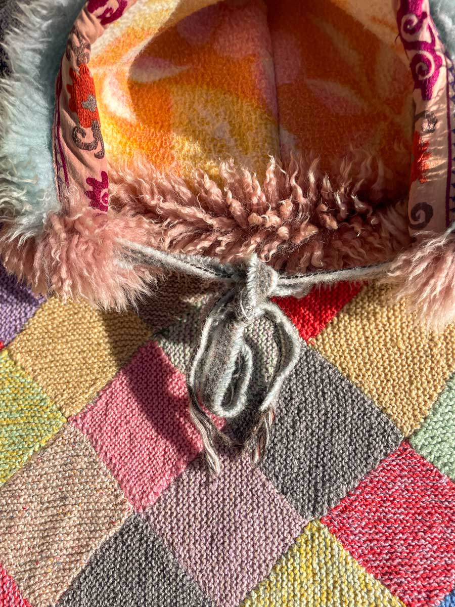 Handmade HOBO HOOD hand dyed sheepskin - Image 7