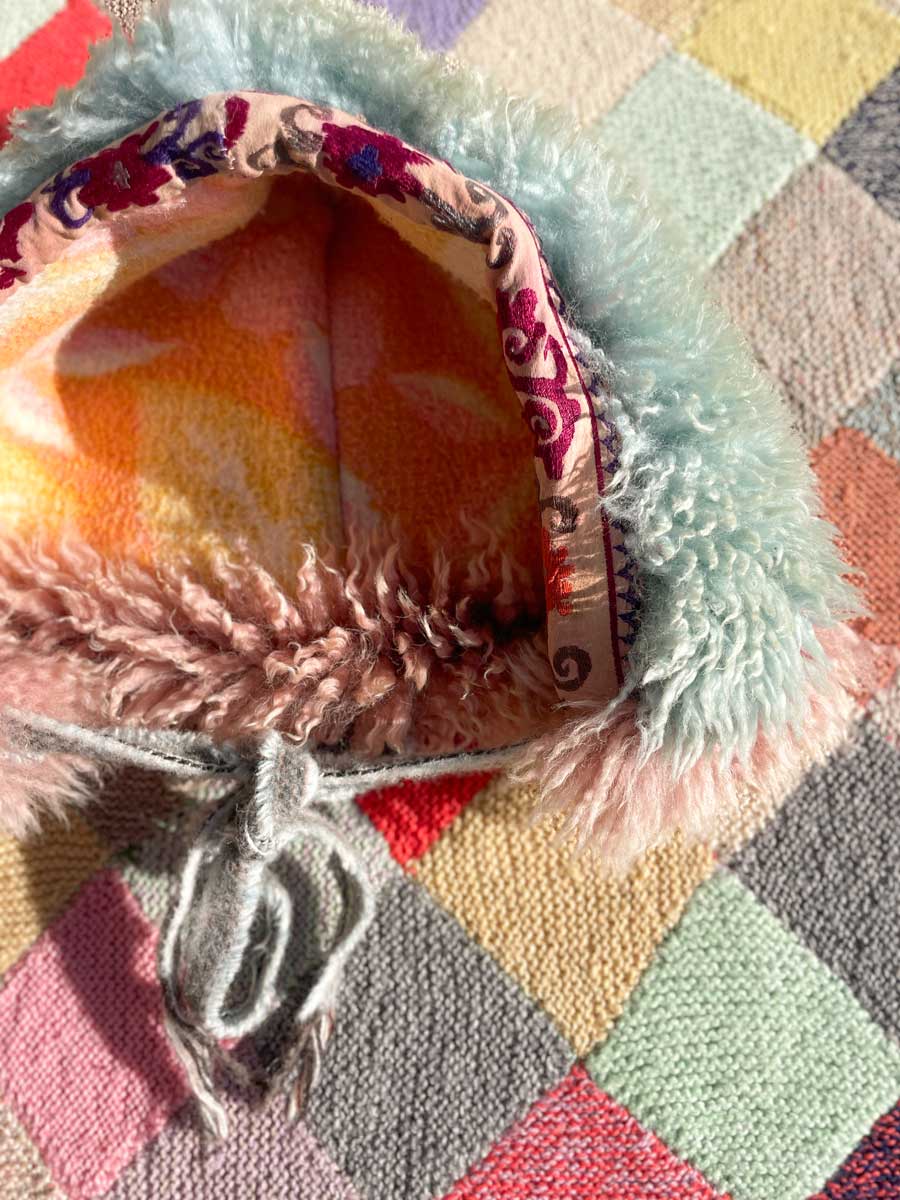 Handmade HOBO HOOD hand dyed sheepskin - Image 6