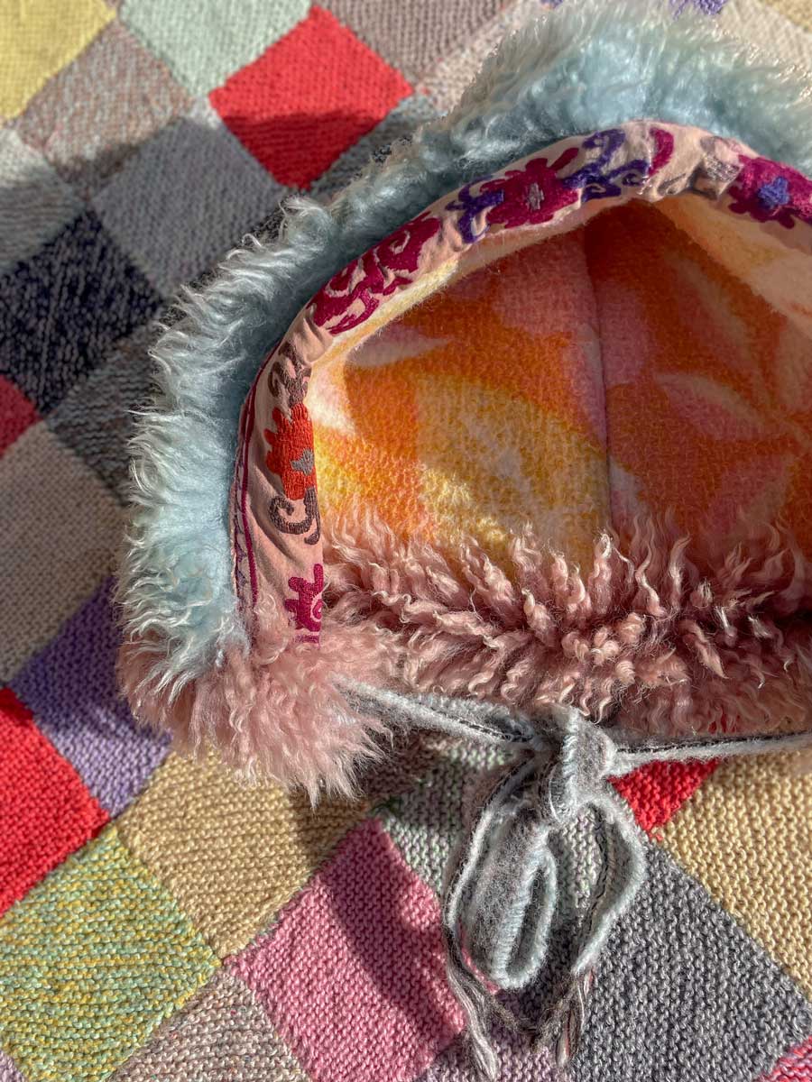 Handmade HOBO HOOD hand dyed sheepskin - Image 5