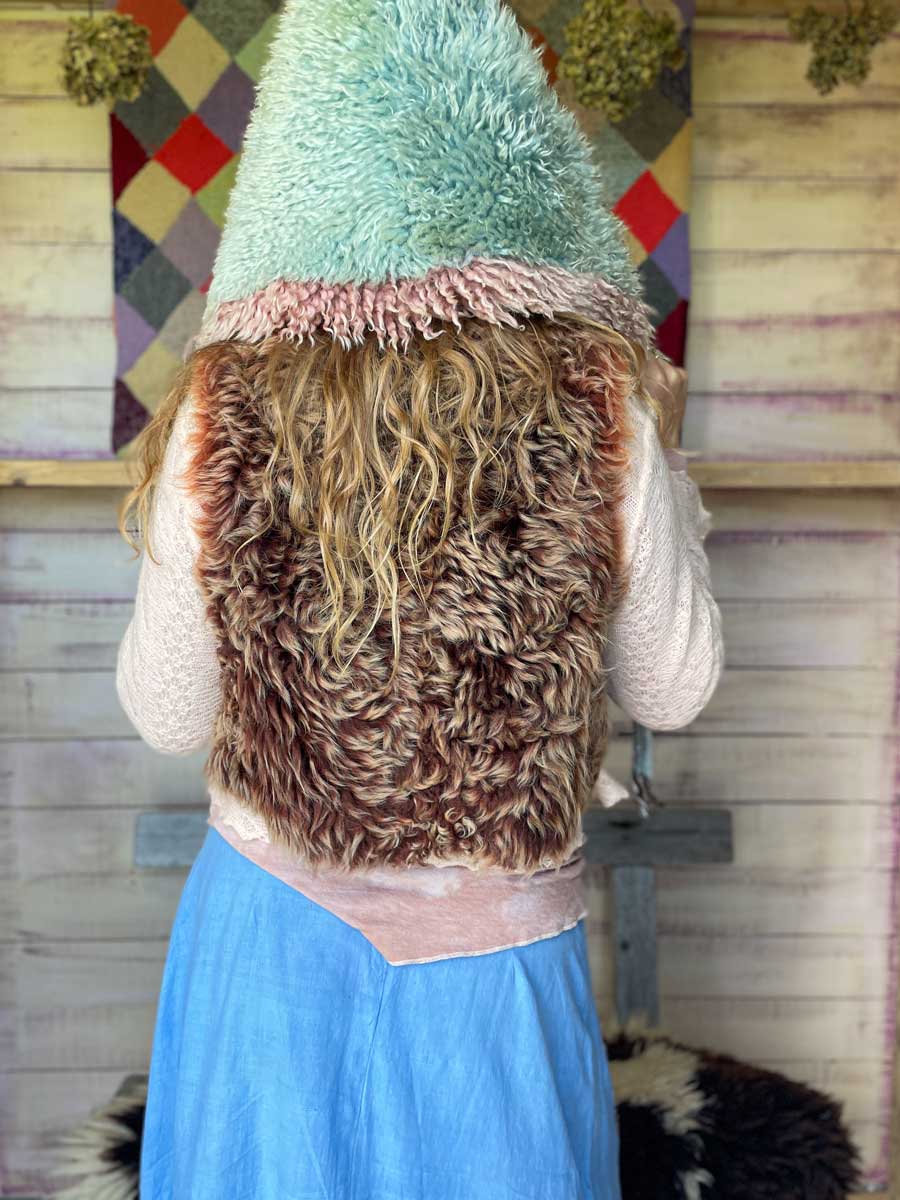 Handmade HOBO HOOD hand dyed sheepskin - Image 4